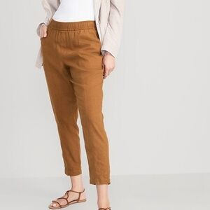 Old Navy High Wasted Cropped Linen Blend Tapered Pants New With Tags Size Large